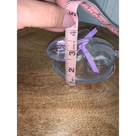 Vintage Lilac Glass Bunny Basket‎ Weave Trinket Dish by LE SMITH - Picture 5 of 6